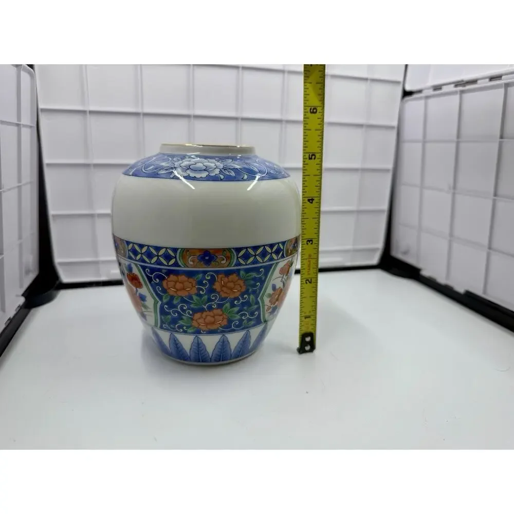 Vintage Tiffany & Co. Japan Style Imari Floral Vase - Peony Sometsuke, Gold Rim